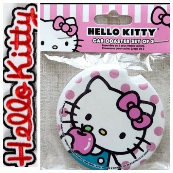 Hello Kitty By Sanrio 2PK Logo Car Coasters - Picture 2 of 5